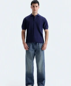 Striped Polo Shirt With Label Patch