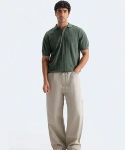Textured Striped Polo Shirt