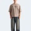 Textured Slogan Print T-Shirt - XL, White